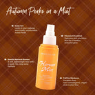 Profusion Cosmetics Pumpkin Spice Harvest Mist Setting Spray for face, featuring a sleek spray bottle with autumn-inspired design.