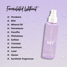 Profusion Cosmetics Totally Set Illuminating Setting Mist spray on face for a dewy, radiant finish.