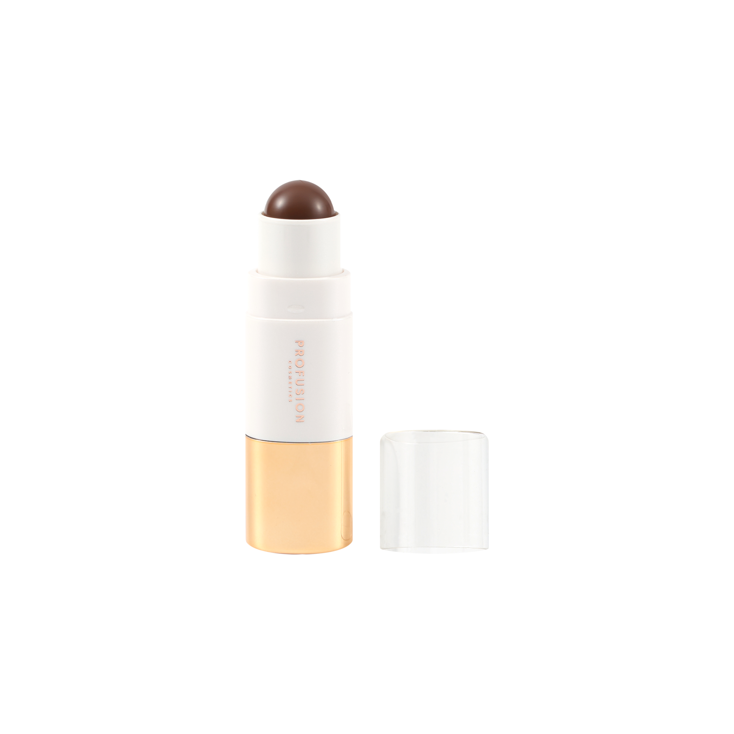 Profusion Cosmetics Sculpt Mode Cream Contour Stick for face, shown with product tube and contour application on skin.