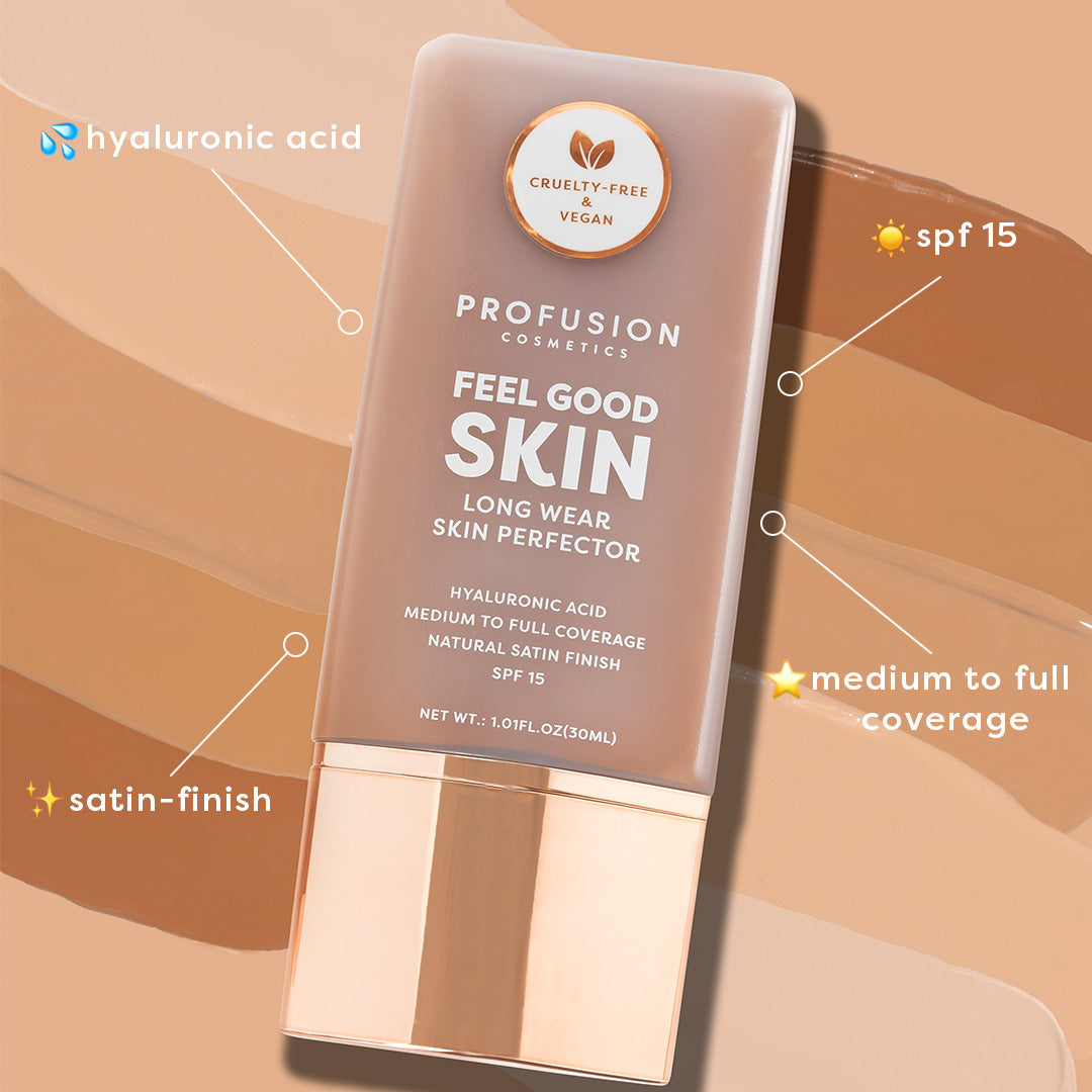 Profusion Cosmetics Feel Good Skin Hydrating Skin Perfector for face, in fair shade, with a smooth, glowing finish.