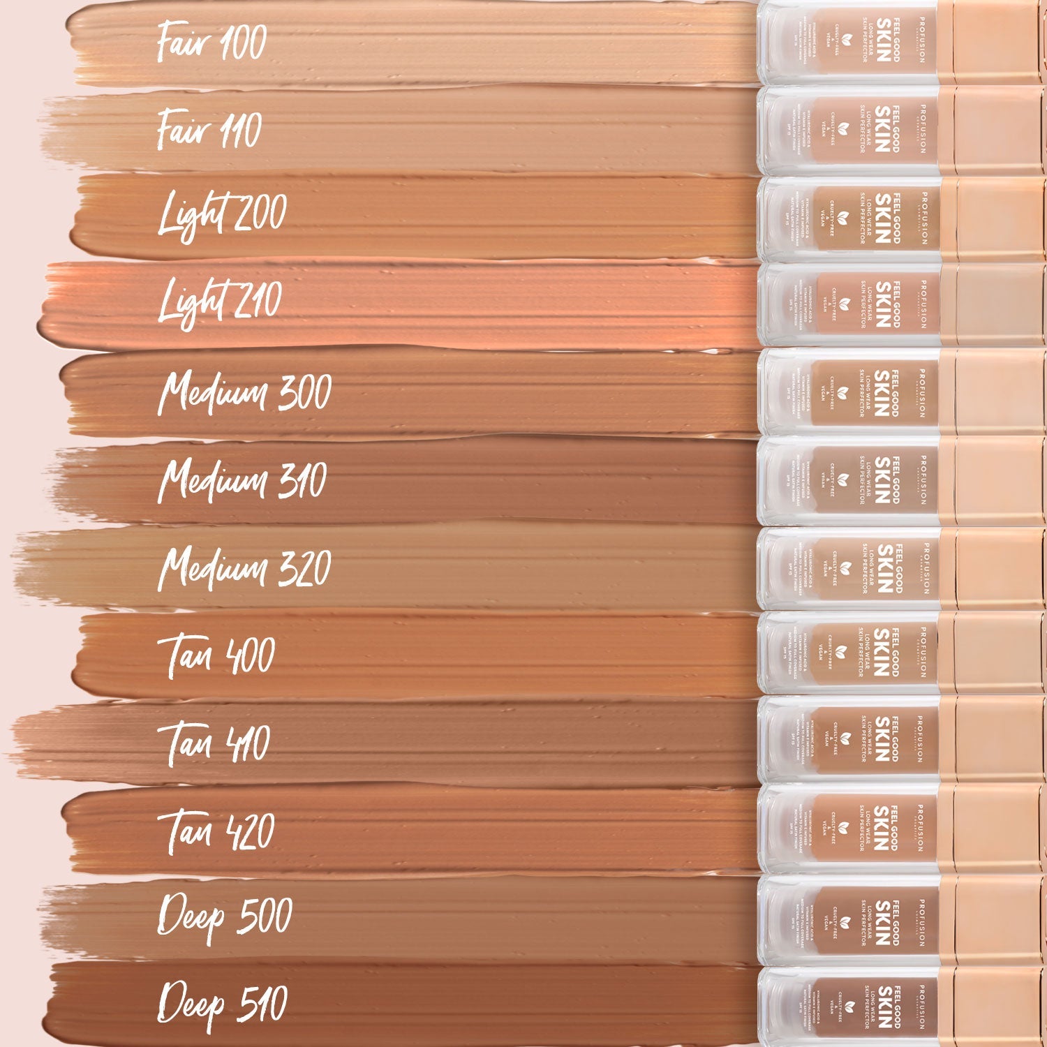 Profusion Cosmetics Feel Good Skin Long Wear Skin Perfector face product in fair shade, smooth and natural skin finish.