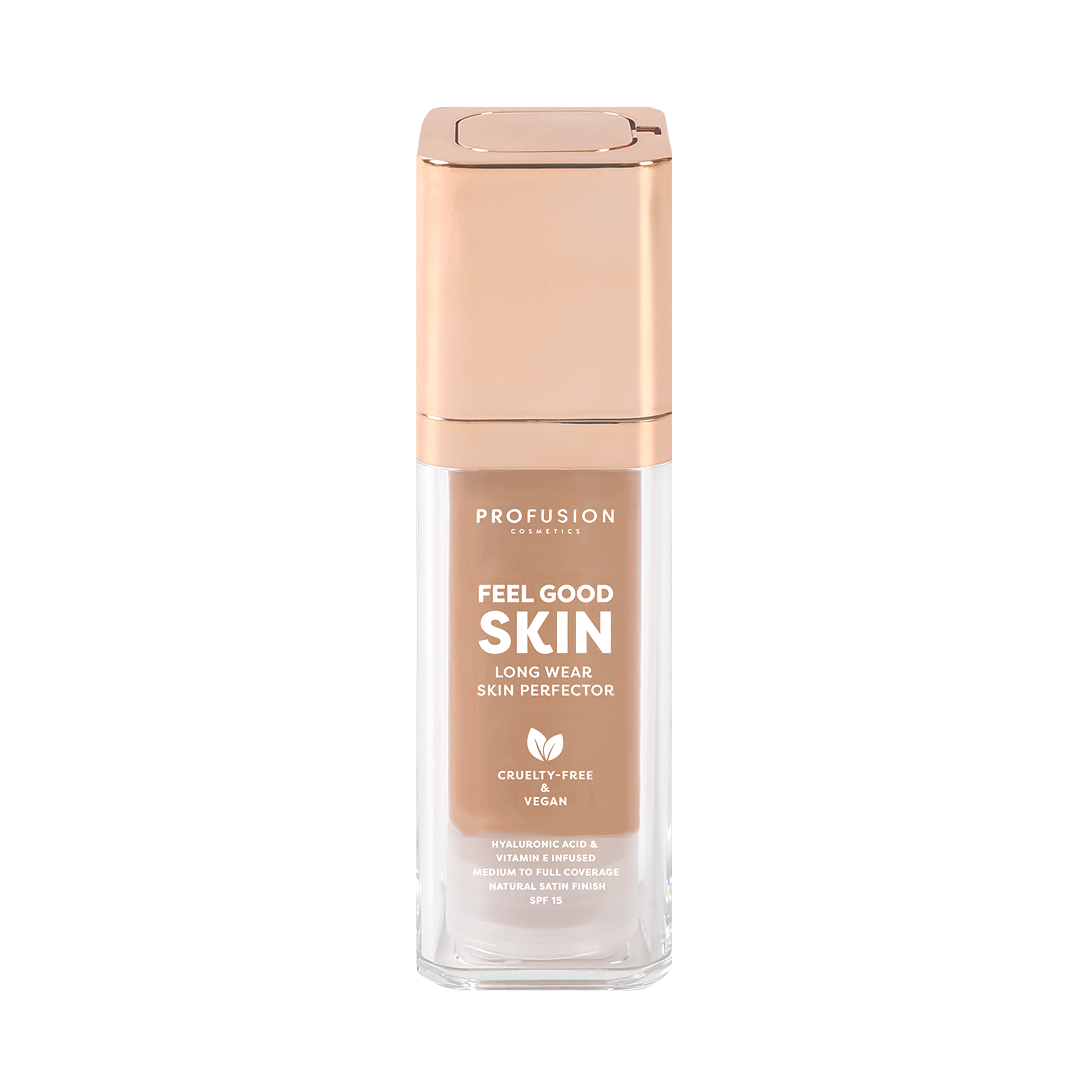 Profusion Cosmetics Feel Good Skin Long Wear Skin Perfector face makeup in fair shade, natural finish, smooth application