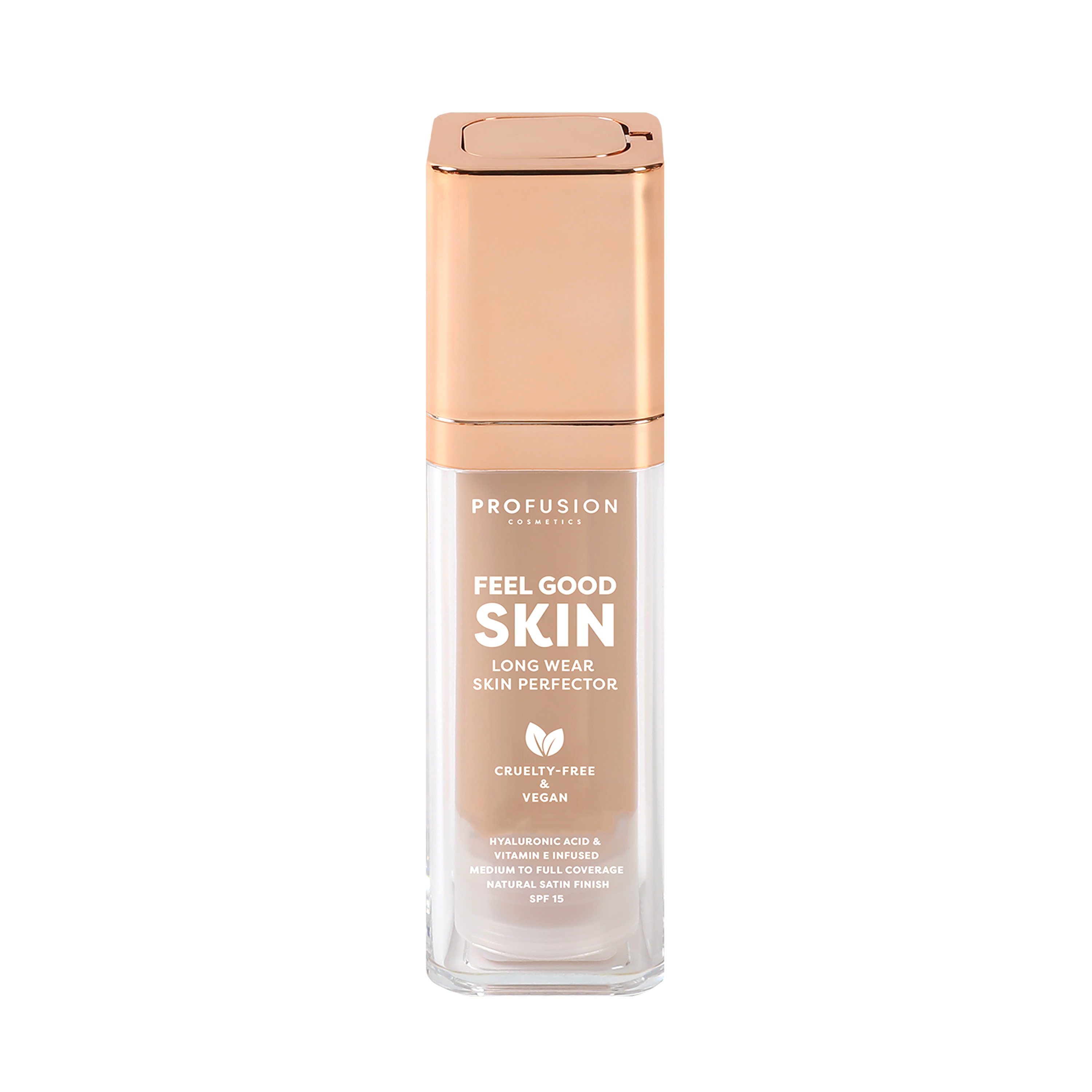 Profusion Cosmetics Feel Good Skin Long Wear Skin Perfector face makeup in fair shade, showcasing smooth, natural finish.
