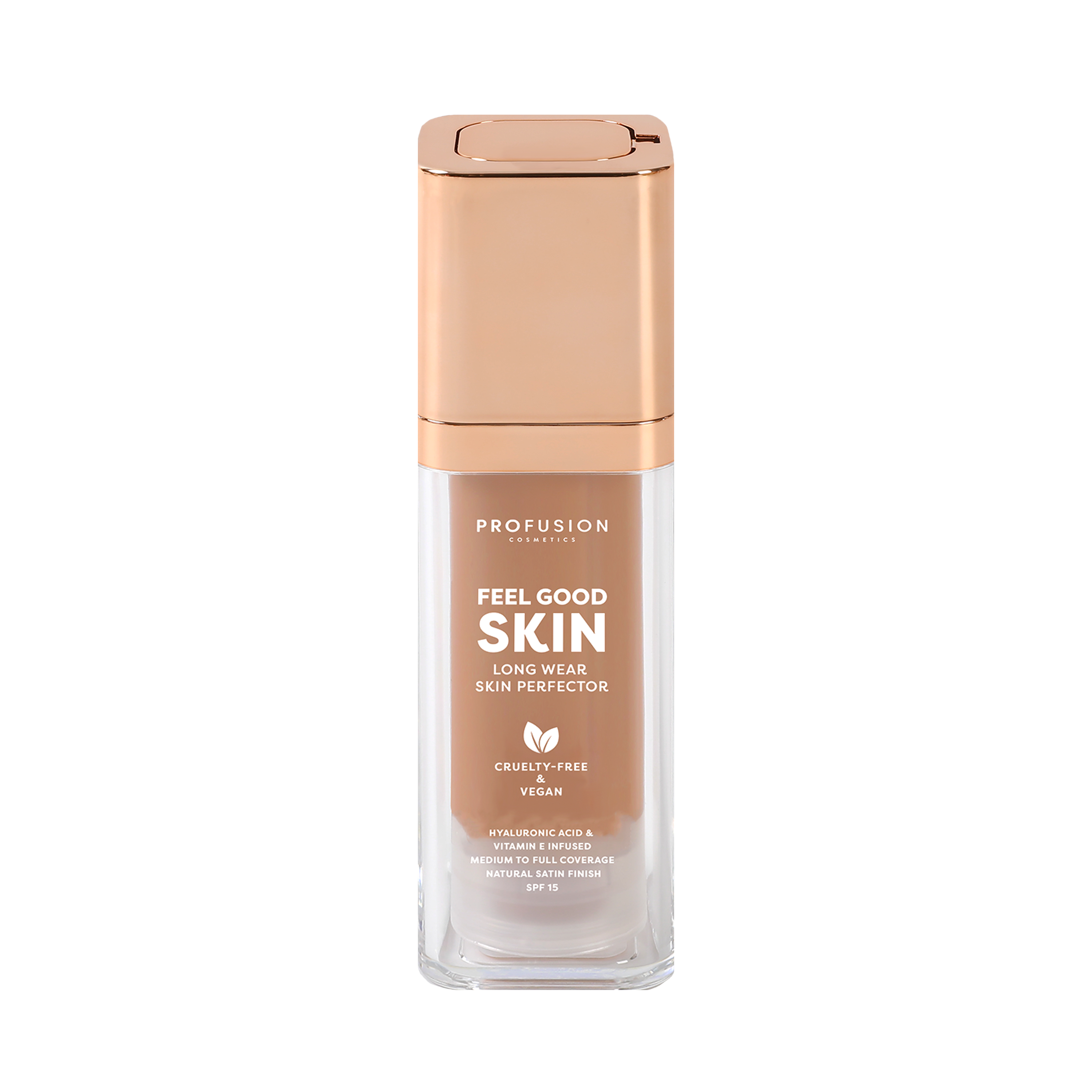 Profusion Cosmetics Feel Good Skin Long Wear Skin Perfector face product in fair shade, designed for a natural, flawless finish.