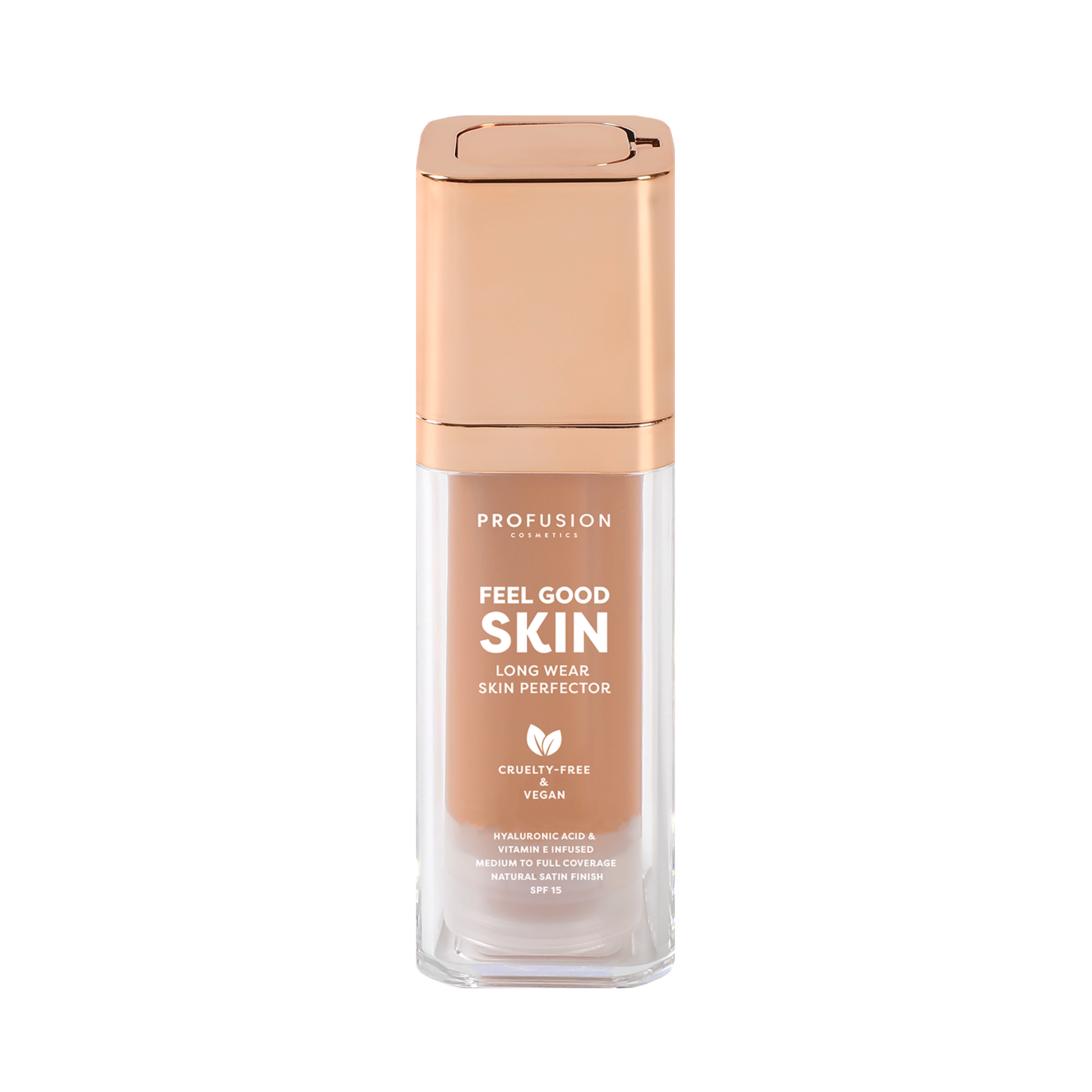 Profusion Cosmetics Feel Good Skin Long Wear Skin Perfector face makeup in fair shade, smooth and natural finish.