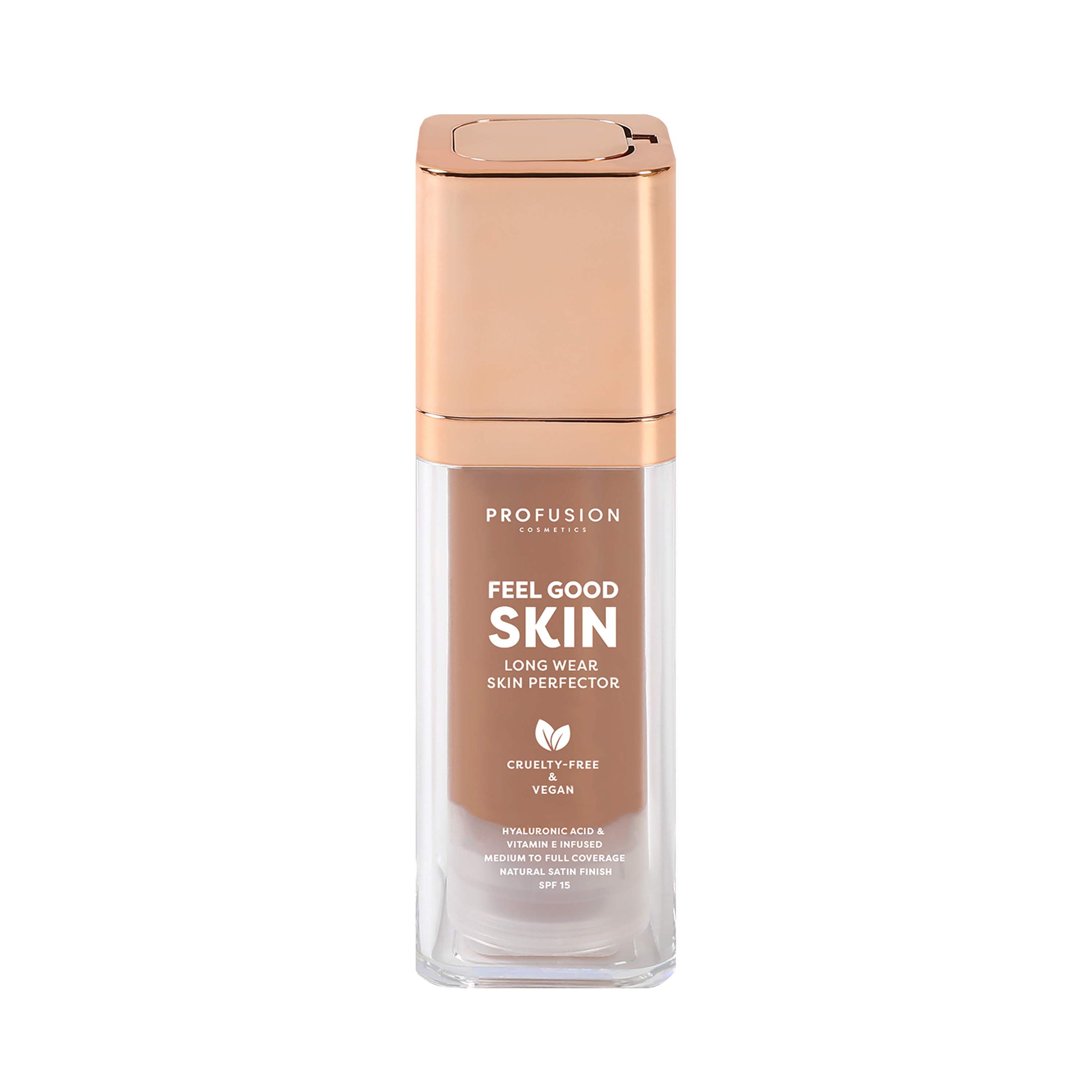Profusion Cosmetics Feel Good Skin Long Wear Skin Perfector face product with fair shade, designed for a natural, flawless complexion.