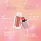 Profusion Cosmetics Shimmer Hour Liquid Blushlighter on face with peach and mimosa shades, highlighting a glowing, dewy complexion.