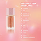 Profusion Cosmetics Shimmer Hour Liquid Blushlighter on face, peach-mimosa shade, highlighting cheeks with shimmering glow.