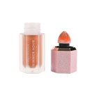 Profusion Cosmetics Shimmer Hour Liquid Blushlighter on face with peach and mimosa shades, glowing skin and radiant finish.