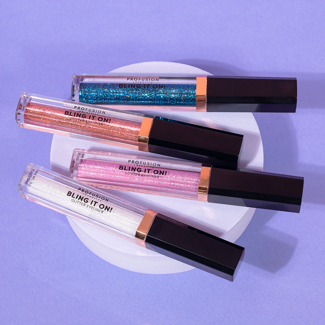 Profusion Cosmetics Bling It On Glitter Eyeliner in Gold Rush with shimmering gold finish, displayed in a sleek eyeliner tube.