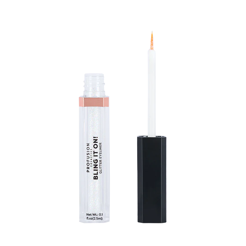 Gold glitter eyeliner from Profusion Cosmetics' Bling It On collection, showcased in a sleek applicator bottle.
