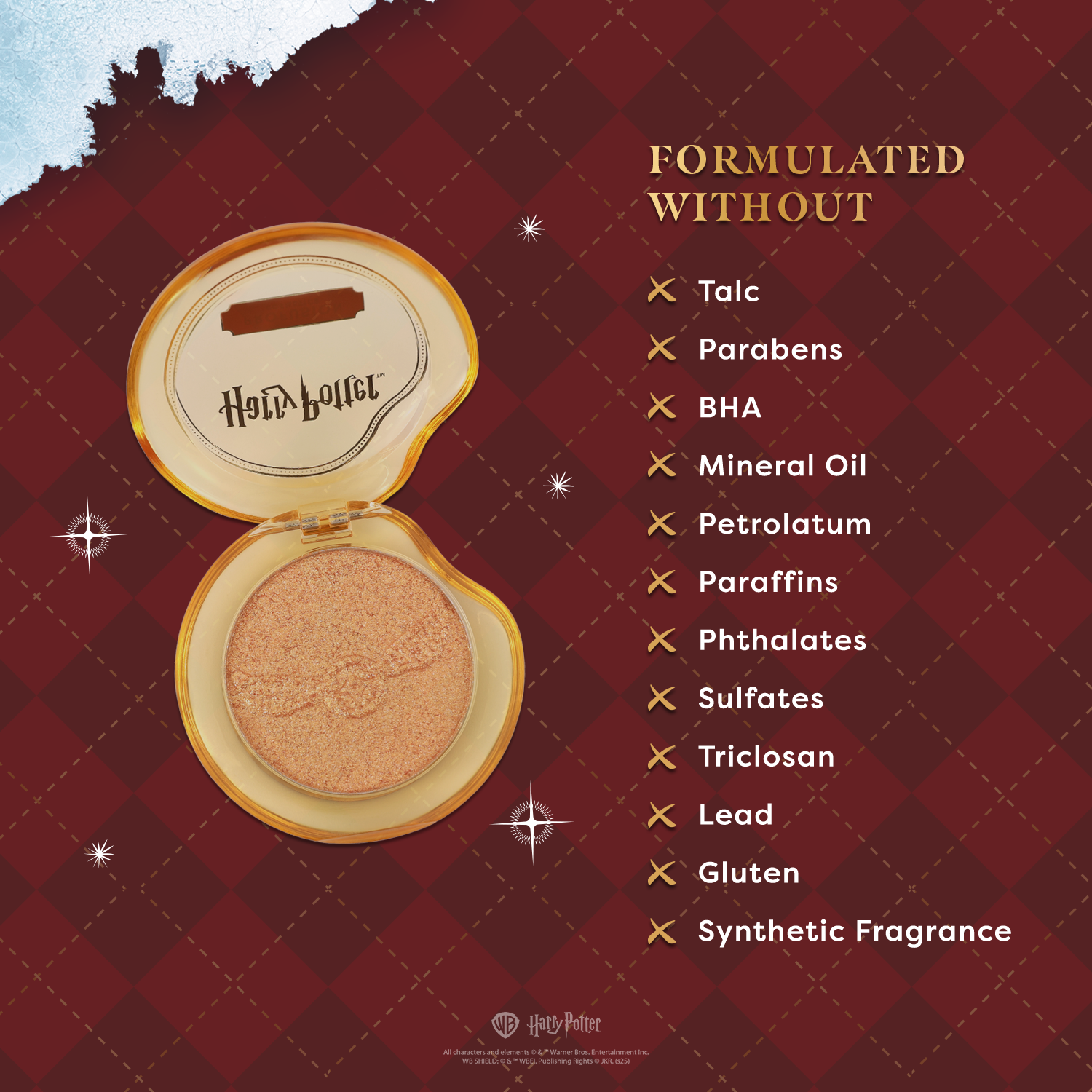 Profusion Cosmetics Harry Potter Golden Snitch Highlighter with shimmering gold finish, perfect for a magical glow.