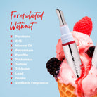 Profusion Cosmetics Frosted Kiss Cooling Plumping Lip Gloss in icy nude shade, featuring a frosted finish and smooth applicator.