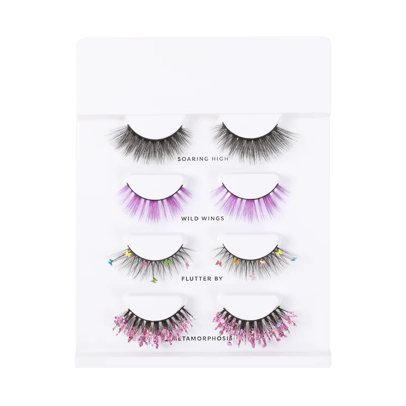 Profusion Cosmetics Empowered Butterfly Flutter Lashes 4-pair set featuring natural, wispy false eyelashes for a bold eye look.