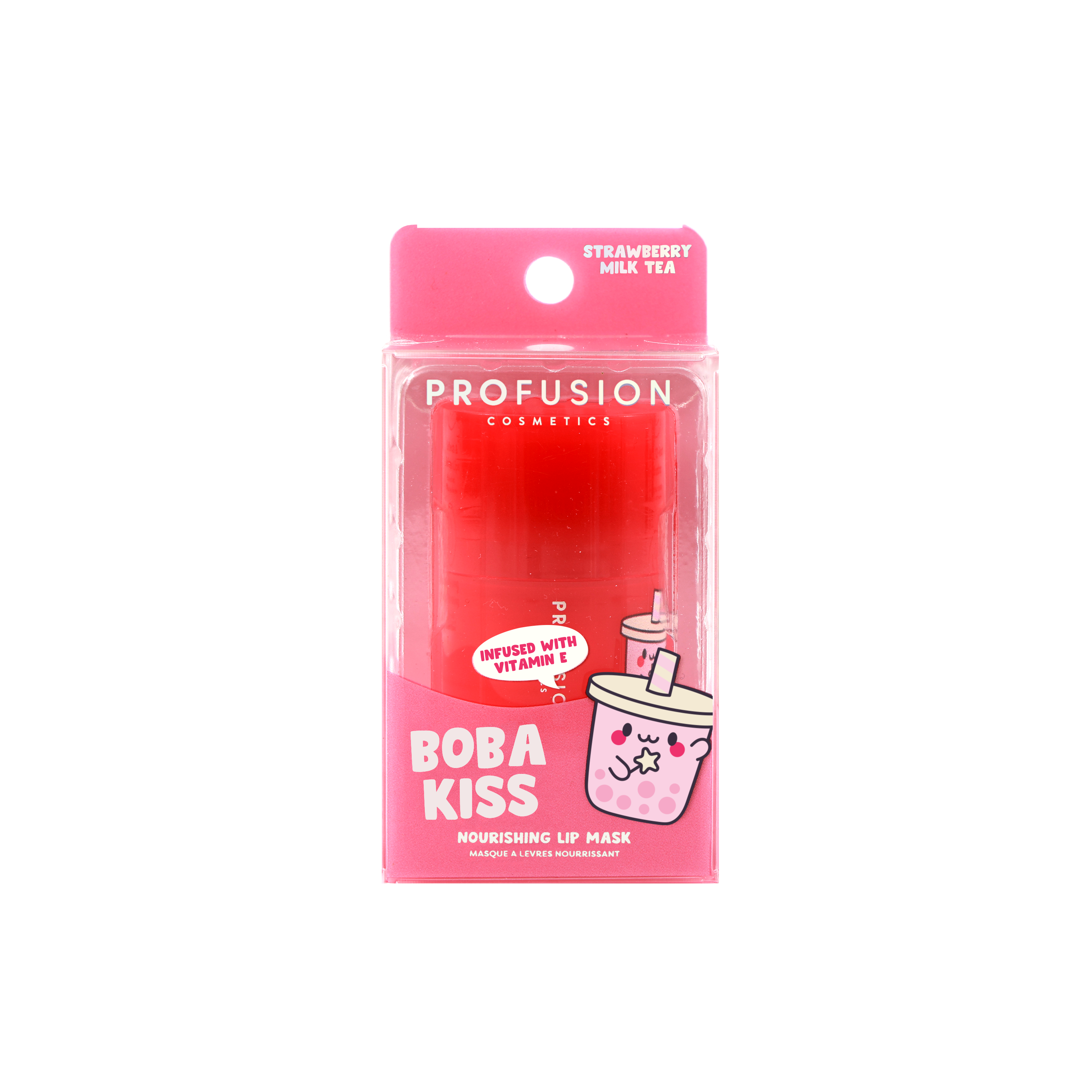 Profusion Cosmetics Boba Kiss Nourishing Lip Mask in matcha latte flavor, showcasing the jar and smooth lip application.