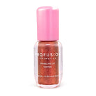 Profusion Cosmetics cinnamon lip syrup in a clear bottle with a wand applicator, highlighting glossy lip care product.