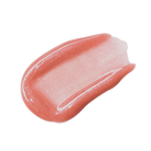 Profusion Cosmetics Glimmer Balm hydrating melting lip balm in coral shade on lips, showcasing glossy, smooth finish.