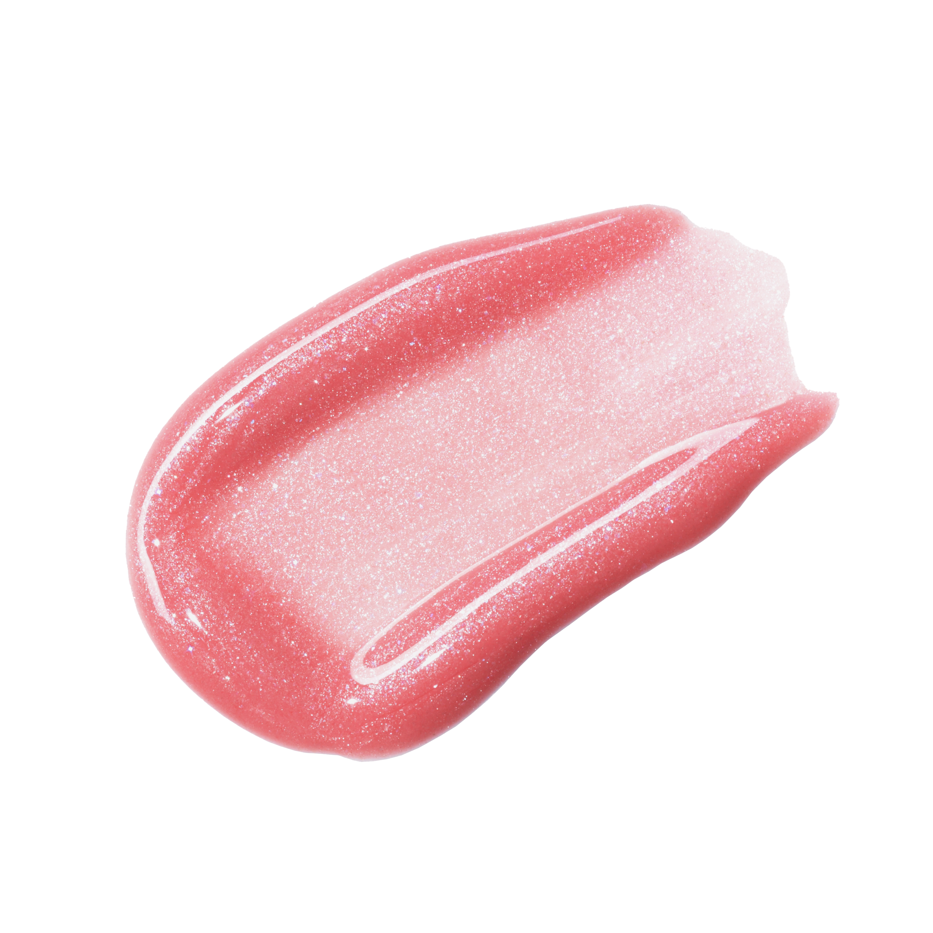 Profusion Cosmetics Glimmer Balm hydrating melting lip balm in coral, showing smooth, shiny lips with a glossy finish.