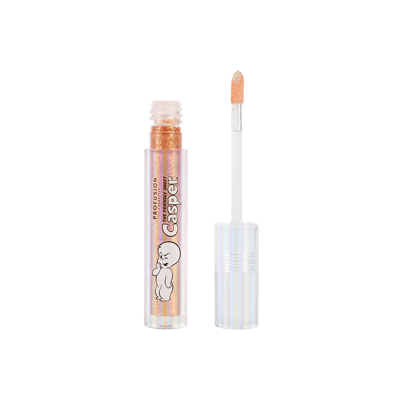 Profusion Cosmetics Casper the Friendly Ghost glitter lip topper set featuring The Ghostly Trio, shimmering lip glosses in playful packaging.