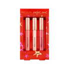 Profusion Cosmetics Crimson Perfect Pout 3-Piece Lip Gloss Set featuring three glossy lip products in vibrant shades.