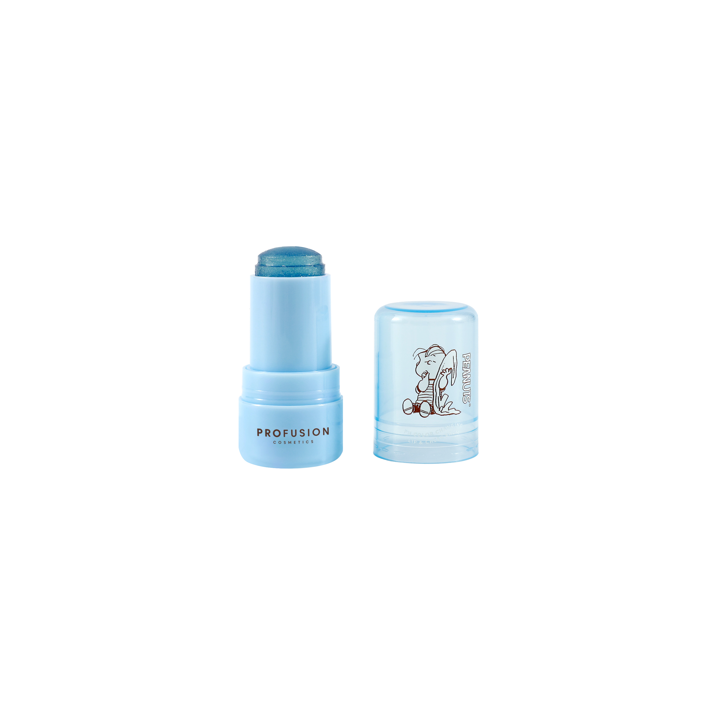 Profusion Cosmetics Peanuts 75th Linus’s Cozy Tint lip balm with security blanket pouch, color-changing lip product, and playful design