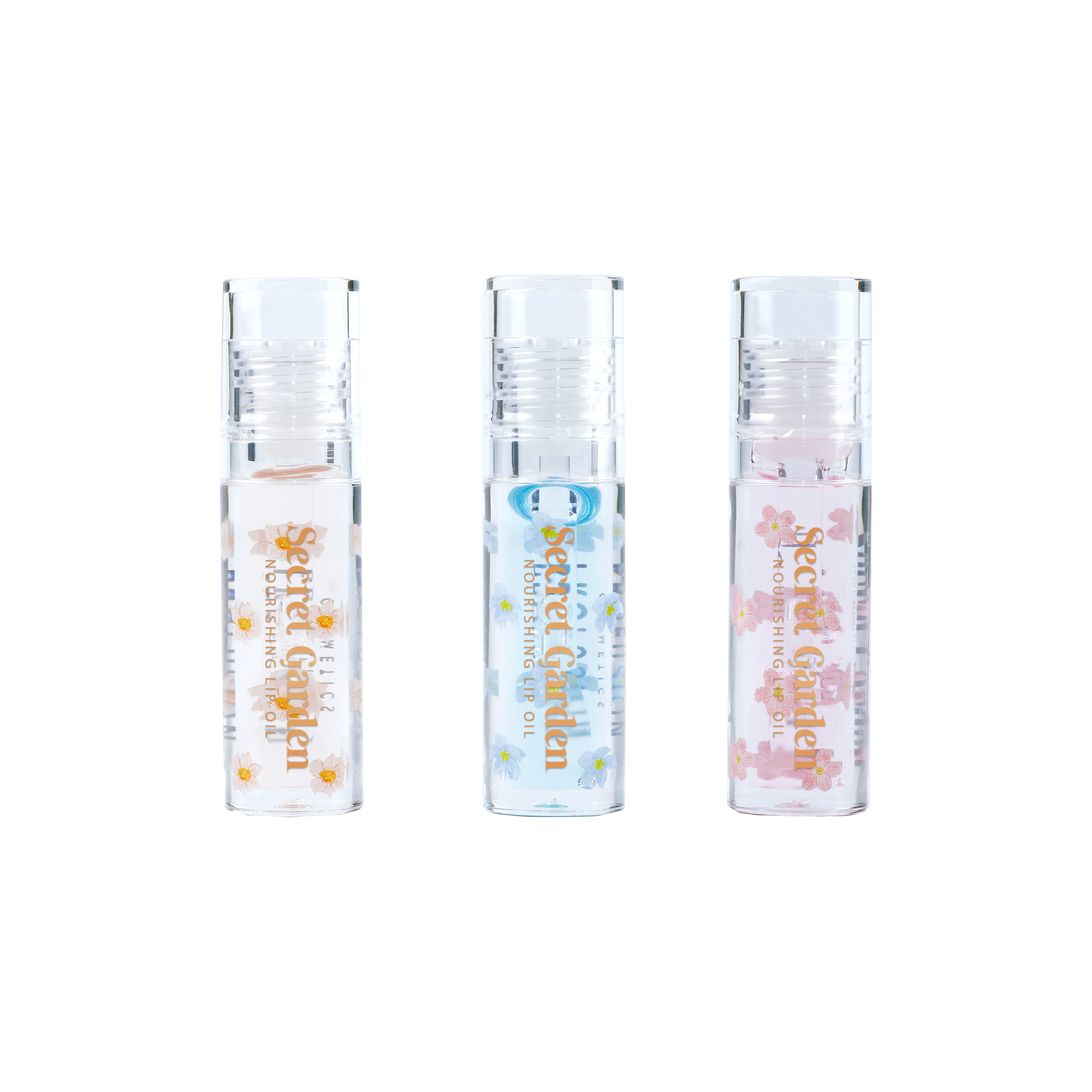 Profusion Cosmetics Petal Perfect Secret Garden Nourishing Lip Oil Set with floral-designed lip oils for glossy, hydrated lips.