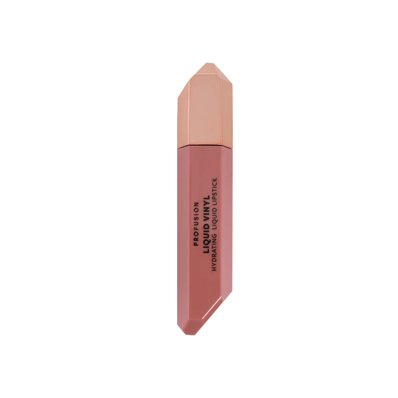 Profusion Cosmetics hydrating liquid lip gloss applied on lips, shiny and glossy finish, showcasing smooth, hydrated lips.