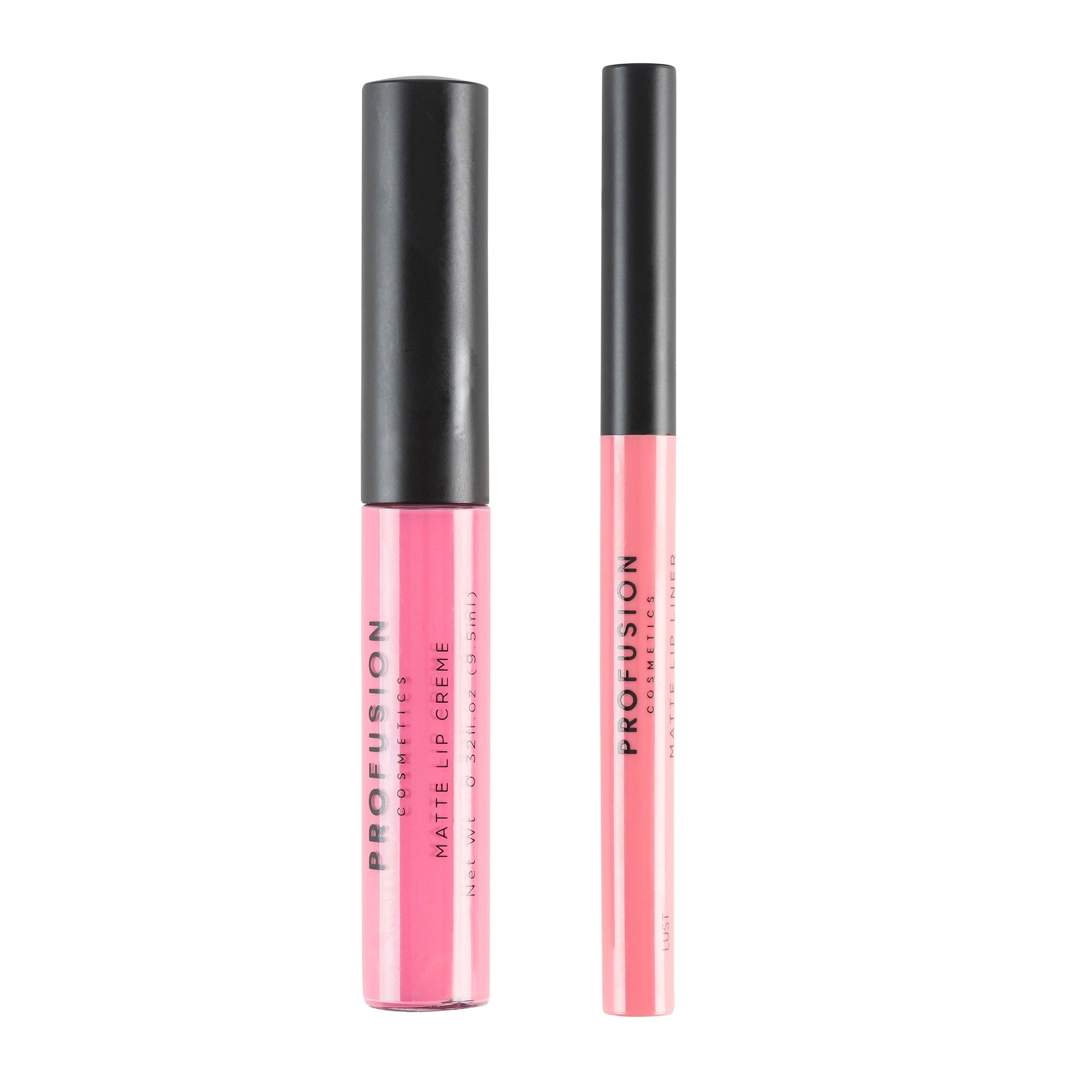 Profusion Cosmetics Lip Duo featuring two lip products with glossy and matte finishes, displayed on a neutral background.
