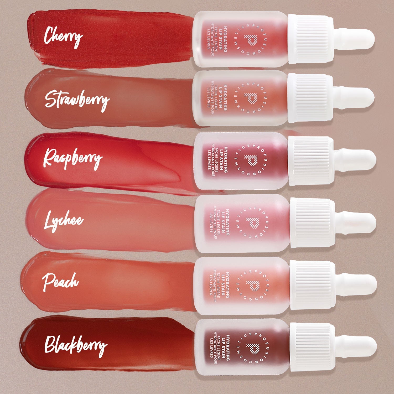 Profusion Cosmetics Lip Glaze Hydrating Lip Stain on lips with a glossy, natural finish.