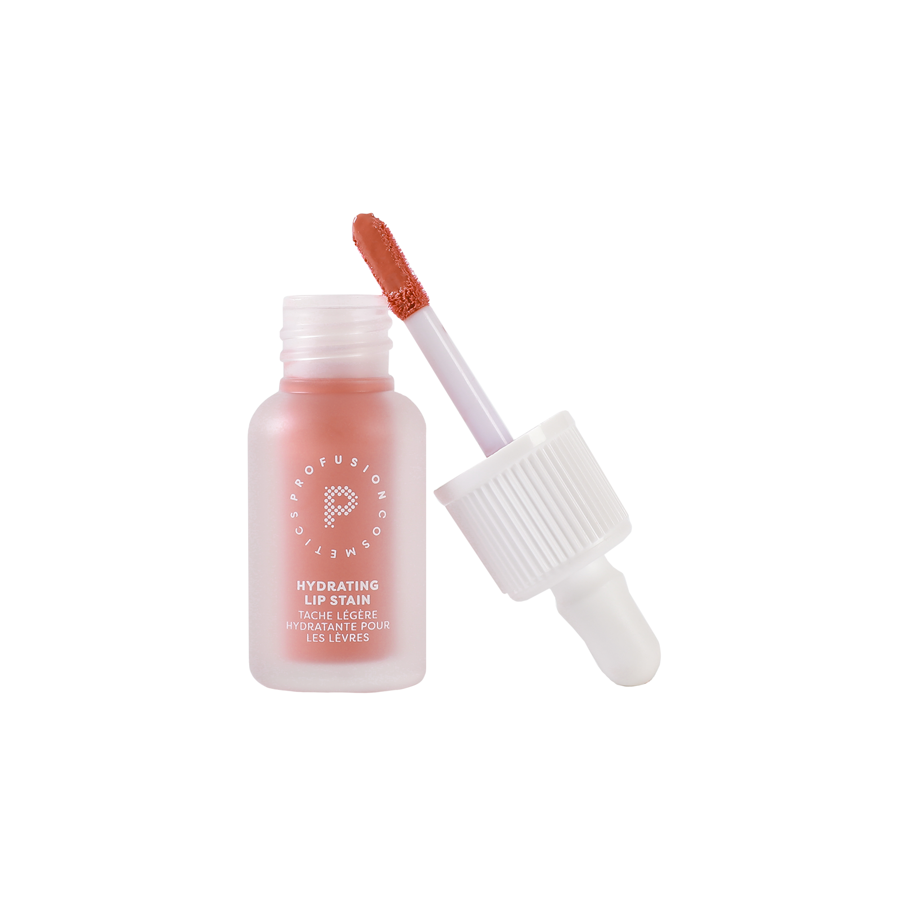Profusion Cosmetics hydrating Lip Glaze in Maple Glaze, a glossy lip stain with a smooth, shiny finish on lips.