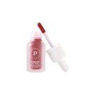 Profusion Cosmetics Lip Glaze Hydrating Lip Stain on lips with a glossy, natural maple shade.