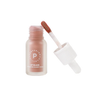 Profusion Cosmetics Lip Glaze Hydrating Lip Stain on lips with a glossy finish and natural maple hue.