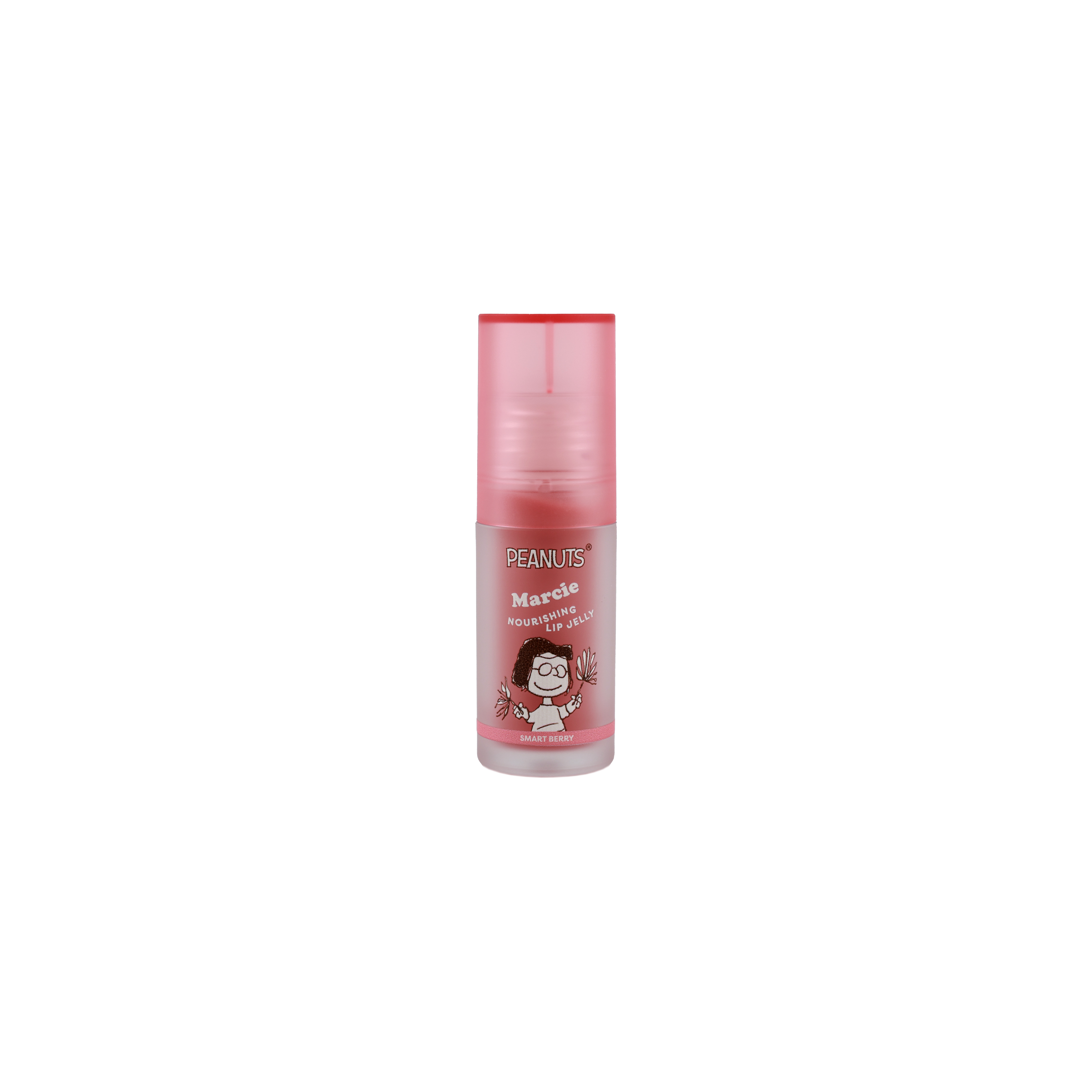 Profusion Cosmetics Peanuts 75th Nourishing Lip Jelly applied on lips, showcasing glossy, moisturizing lip care product.