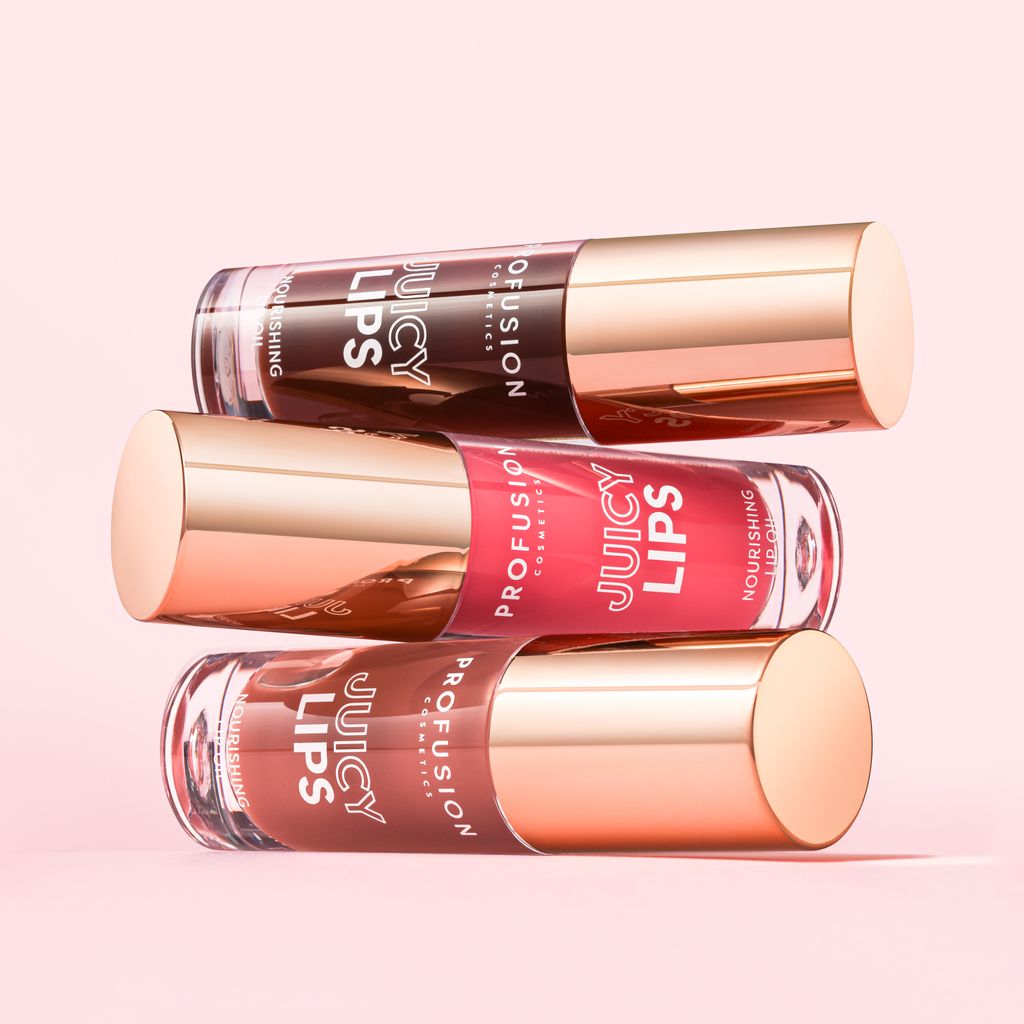 Profusion Cosmetics Juicy Lips with radiant rose lip color, showcasing smooth, glossy lips in a close-up shot.