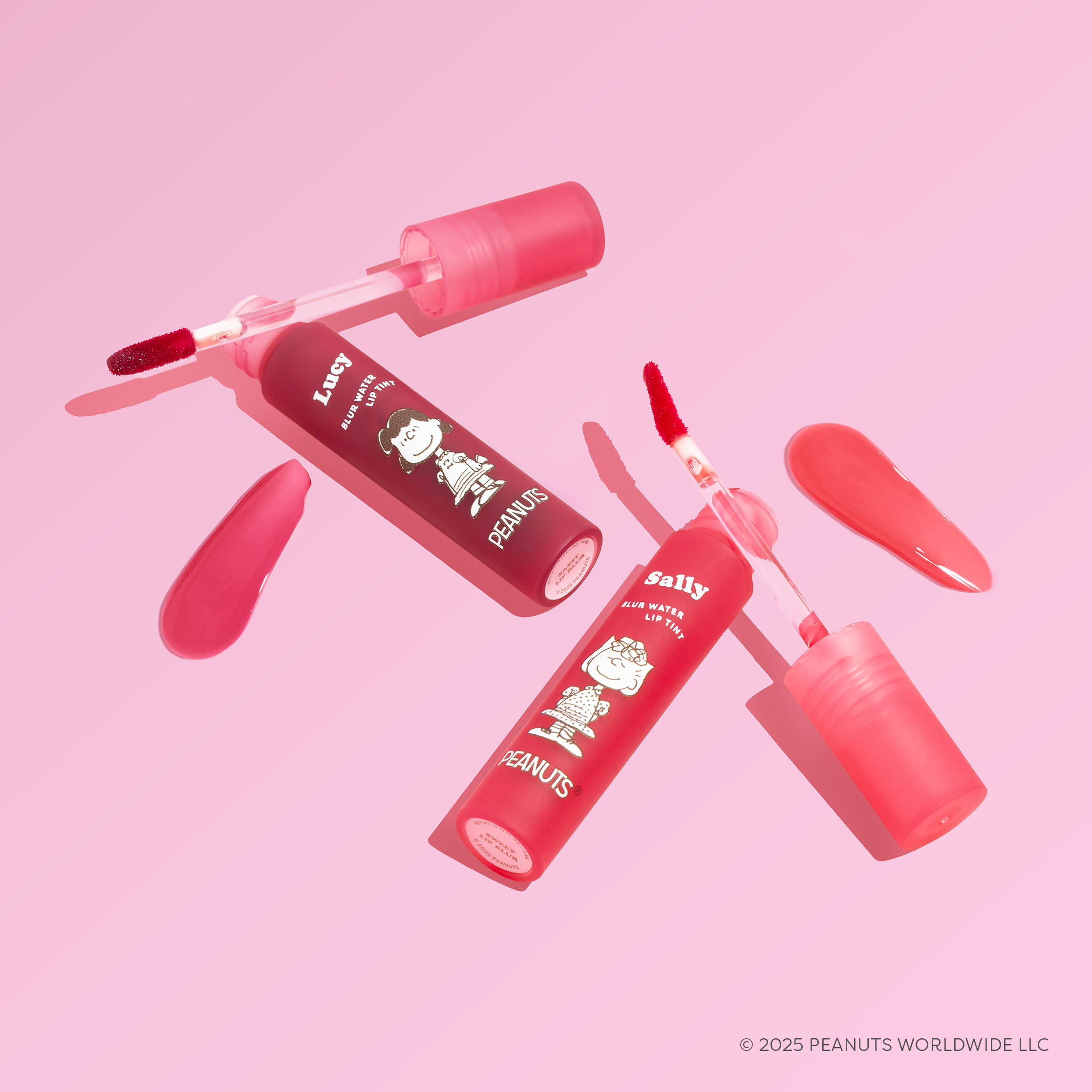 Profusion Cosmetics Peanuts 75th Blur Water Lip Tint on lips, showcasing a soft, glossy lip color with a natural finish.