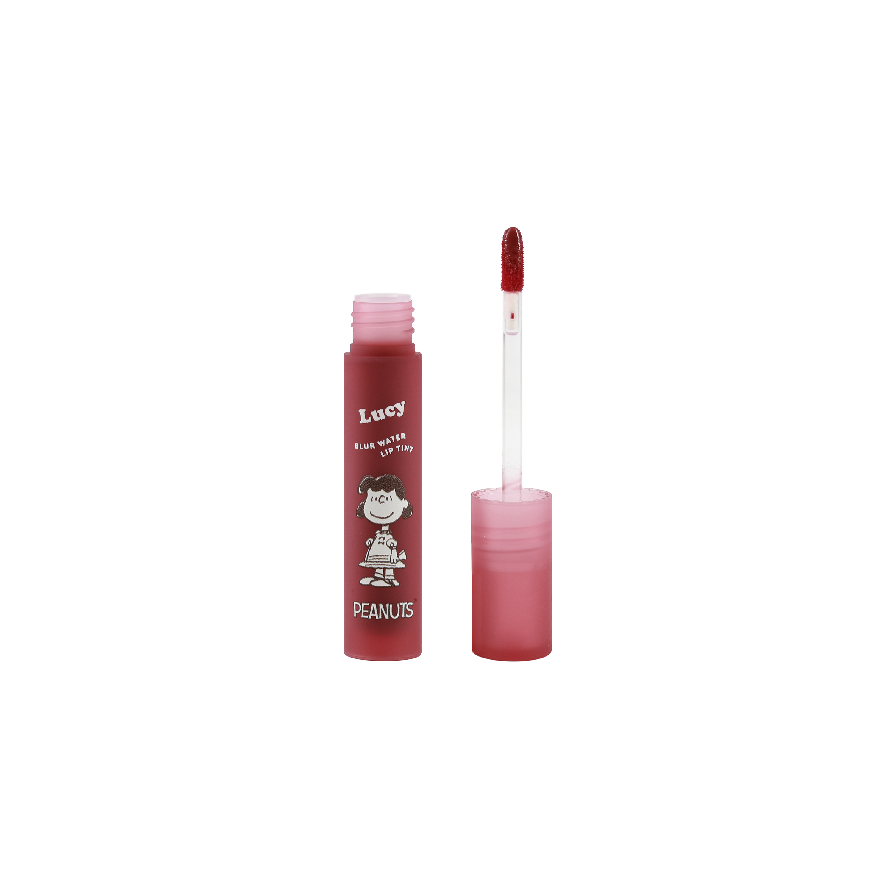 Profusion Cosmetics Peanuts 75th Blur Water Lip Tint applied on lips showing a glossy, natural pink finish.
