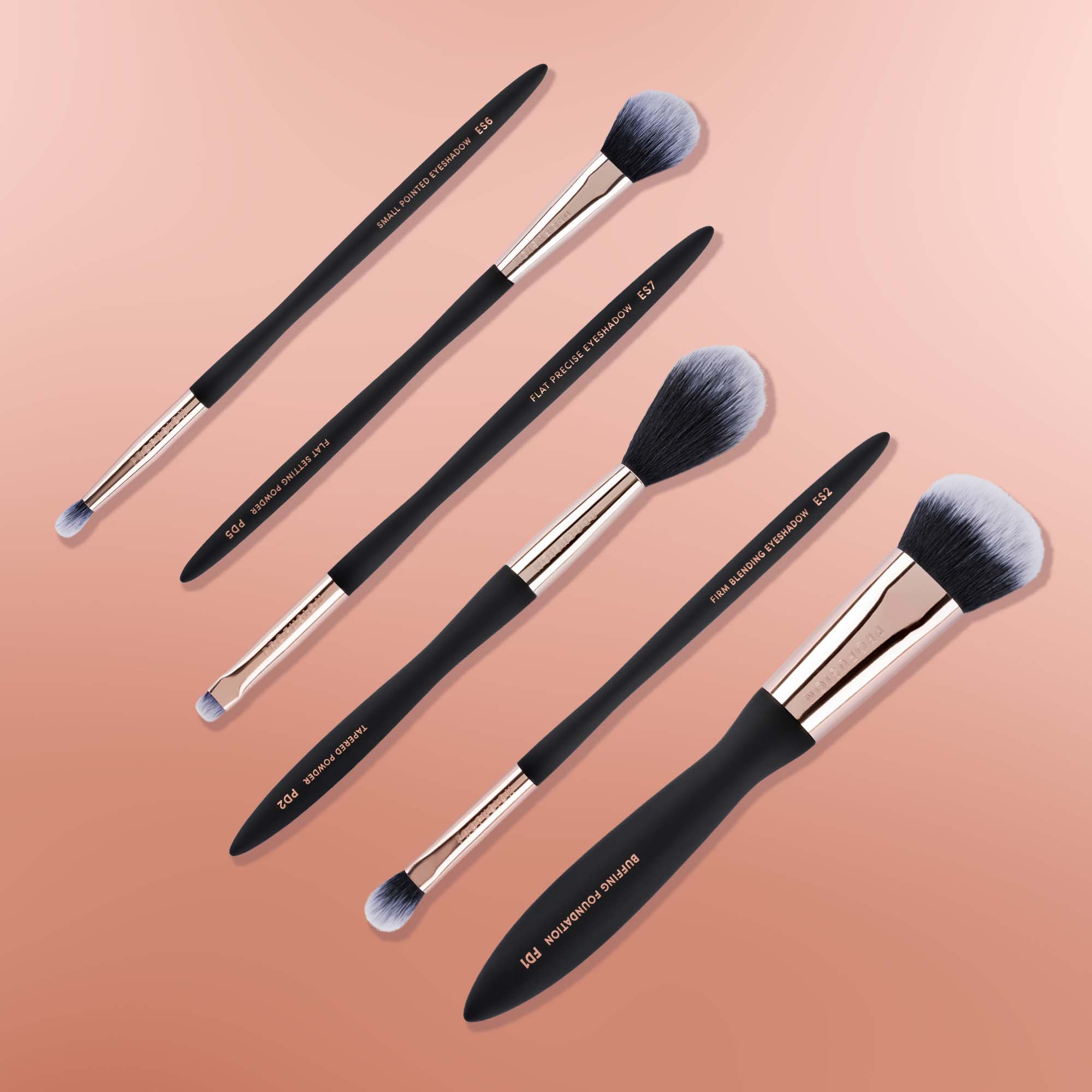 Profusion Cosmetics Artistry Face Essentials 3-piece makeup brush set with soft bristles and wooden handles for flawless application.