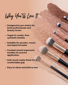 Set of three Artistry Face Essentials makeup brushes by Profusion Cosmetics, including foundation, blush, and powder brushes.