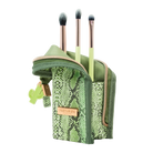 Profusion Cosmetics Desert Sage makeup brush set with 4 brushes in a blend stand and bag, ideal for flawless makeup application.