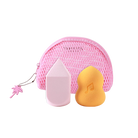 Profusion Cosmetics It's a Vibe Feel the Beat 3-piece makeup blending sponge set with a storage bag on a white background.