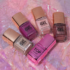 Set of Profusion Cosmetics Shining Star Gel Effect Nail Polishes with shimmering, star-inspired nail colors in various shades.