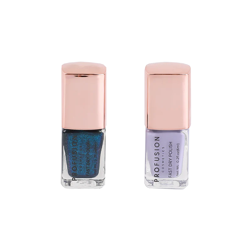 Profusion Cosmetics Written in the Stars Enchantful Mini Nail Duo with two colorful nail polishes, vibrant and glossy finishes.