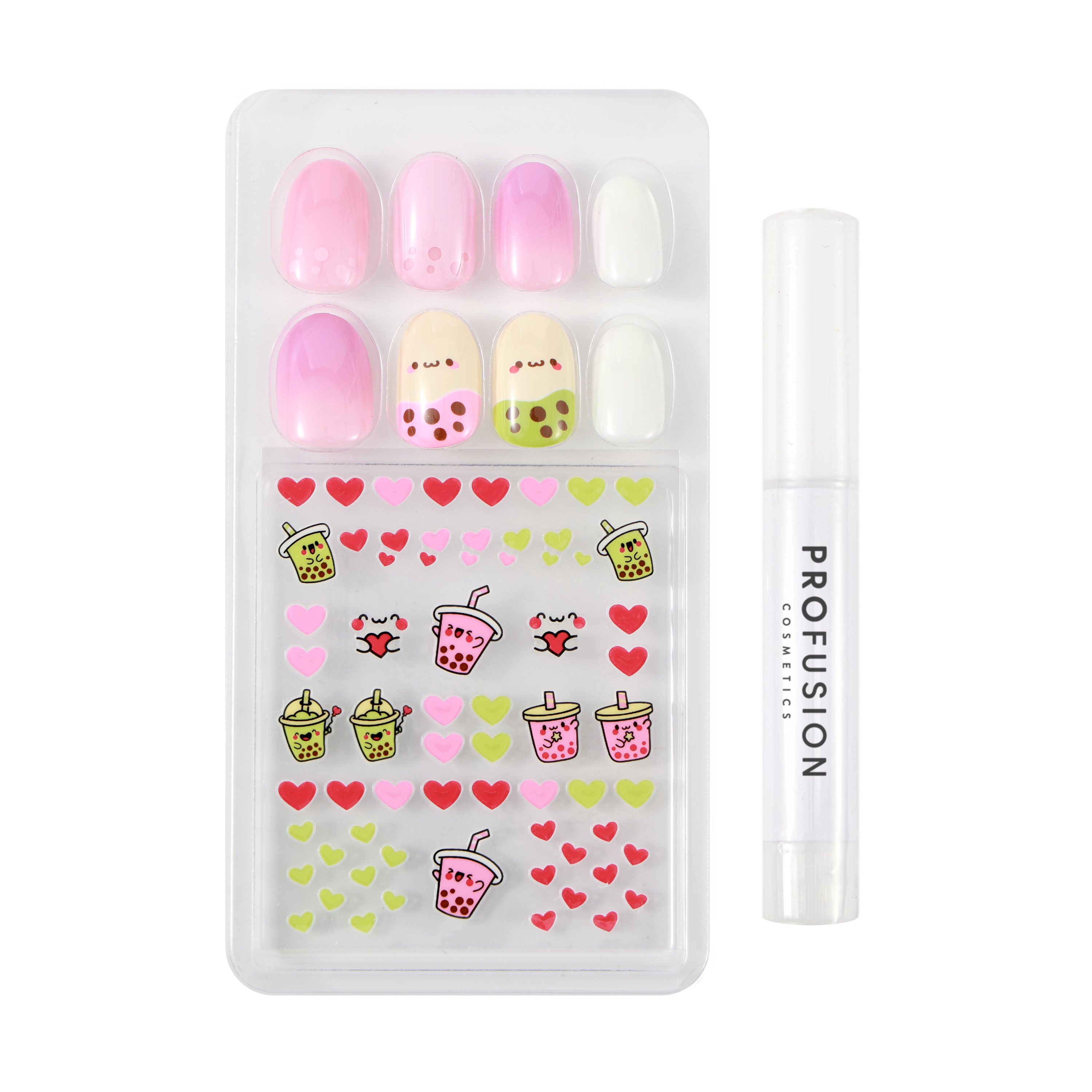 Profusion Cosmetics press-on nail set titled "But, First" with stylish nail designs for easy at-home manicures.