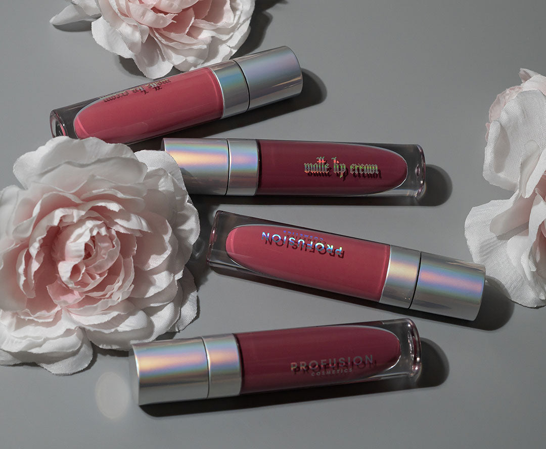 Profusion Cosmetics Enchanted Forest Magical Matte Lip Cream in rosy shade, featuring smooth, velvety lipstick application.