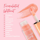 Profusion Cosmetics Glowy Lips Nourishing Shimmer Lip Oil with shimmer finish and hydrating formula, shown in a clear applicator tube.