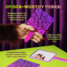 Profusion Cosmetics Monster Bash Widow's Gaze handheld mirror with a decorative black and purple design for beauty tools.