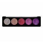 Profusion Cosmetics GEMS Glitter Palette featuring vibrant, shimmering jewel-toned eyeshadows in a colorful palette.