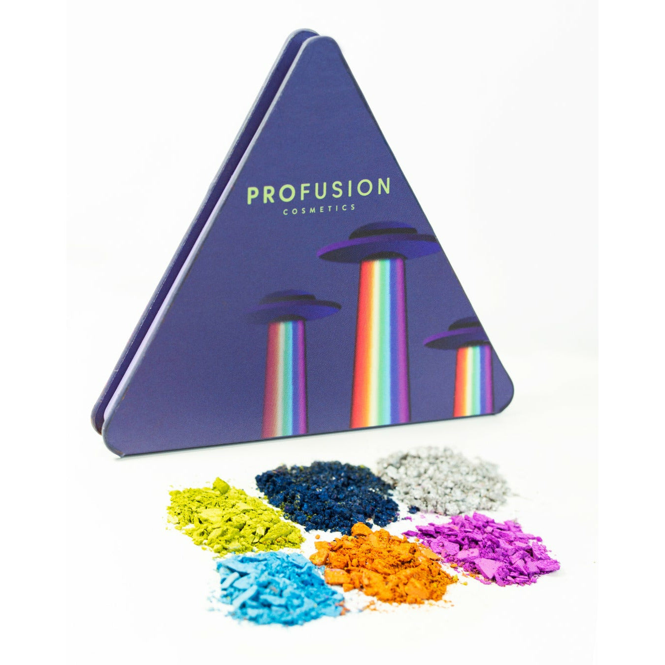 Profusion Cosmetics UFO Beam It Up Kit with 6-shade eyeshadow palette and neon eyeliner for vibrant makeup looks.