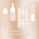Profusion Cosmetics value kit mystery box with assorted beauty products and makeup surprises in a small, colorful package.
