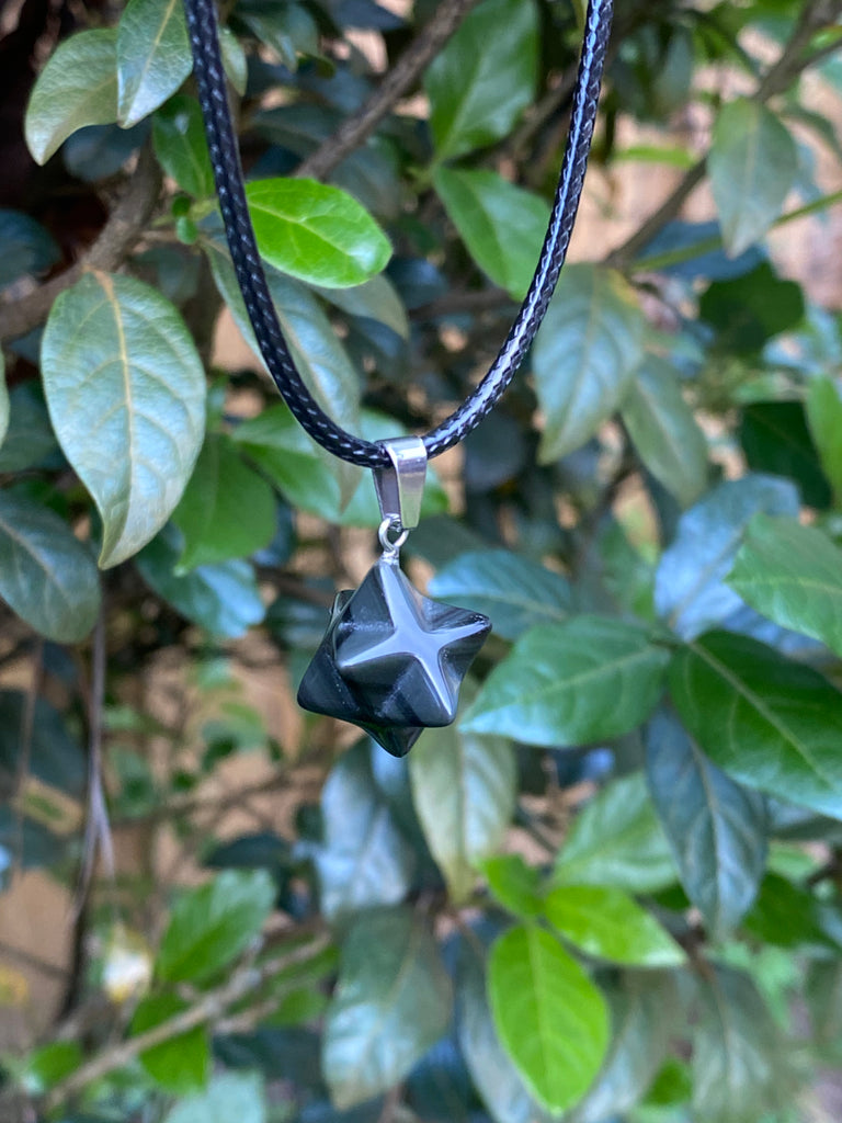 Rainbow Obsidian Merkaba Corded Necklace - Practical Magic Store
